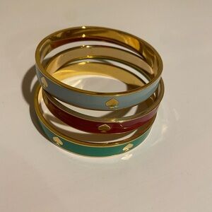 3 Kate Spade Gold and Colorful Spade Bangles